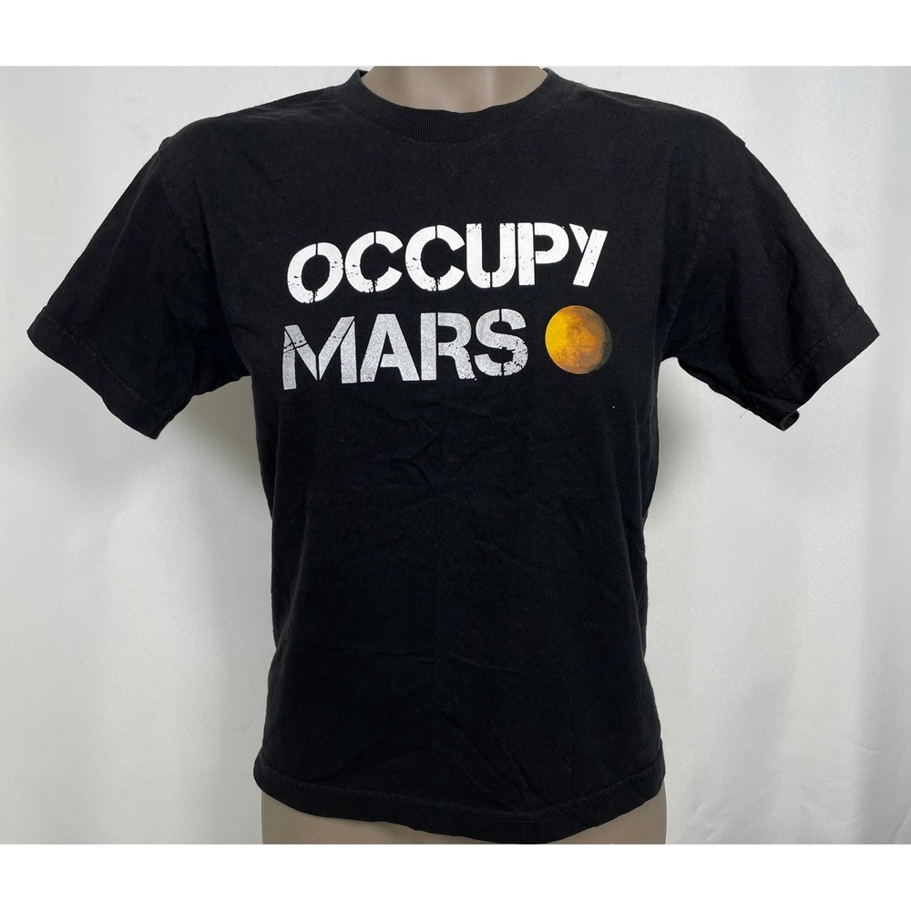 SpaceX Occupy Mars Elon Musk Black Cotton T-Shirt Women's MEDIUM